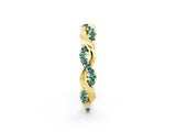 Yellow gold Pavé Round Blue Topaz Twist Eternity Band with Shared Prong Setting_32
