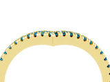 Yellow gold Pavé Round Blue Topaz V-Shaped Chevron Band with Shared Prong Setting_10