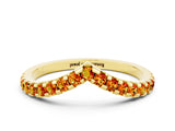 Yellow gold Pavé Round Citrine Chevron Band with Shared Prong Setting_6