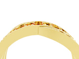 Yellow gold Pavé Round Citrine Crossover Band with Bead Prong Setting_10