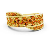 Yellow gold Pavé Round Citrine Crossover Band with Bead Prong Setting_6