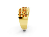 Yellow gold Pavé Round Citrine Crossover Band with Bead Prong Setting_8