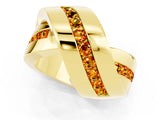 Yellow gold Pavé Round Citrine Crossover Band with Channel Setting_7