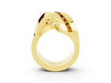 Yellow gold Pavé Round Citrine Crossover Band with Channel Setting_9