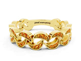 Yellow gold Pavé Round Citrine Interlocking Eternity Band with Bezel Prong Setting_6