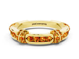 Yellow gold Pavé Round Citrine Link Band with Bezel Setting_30