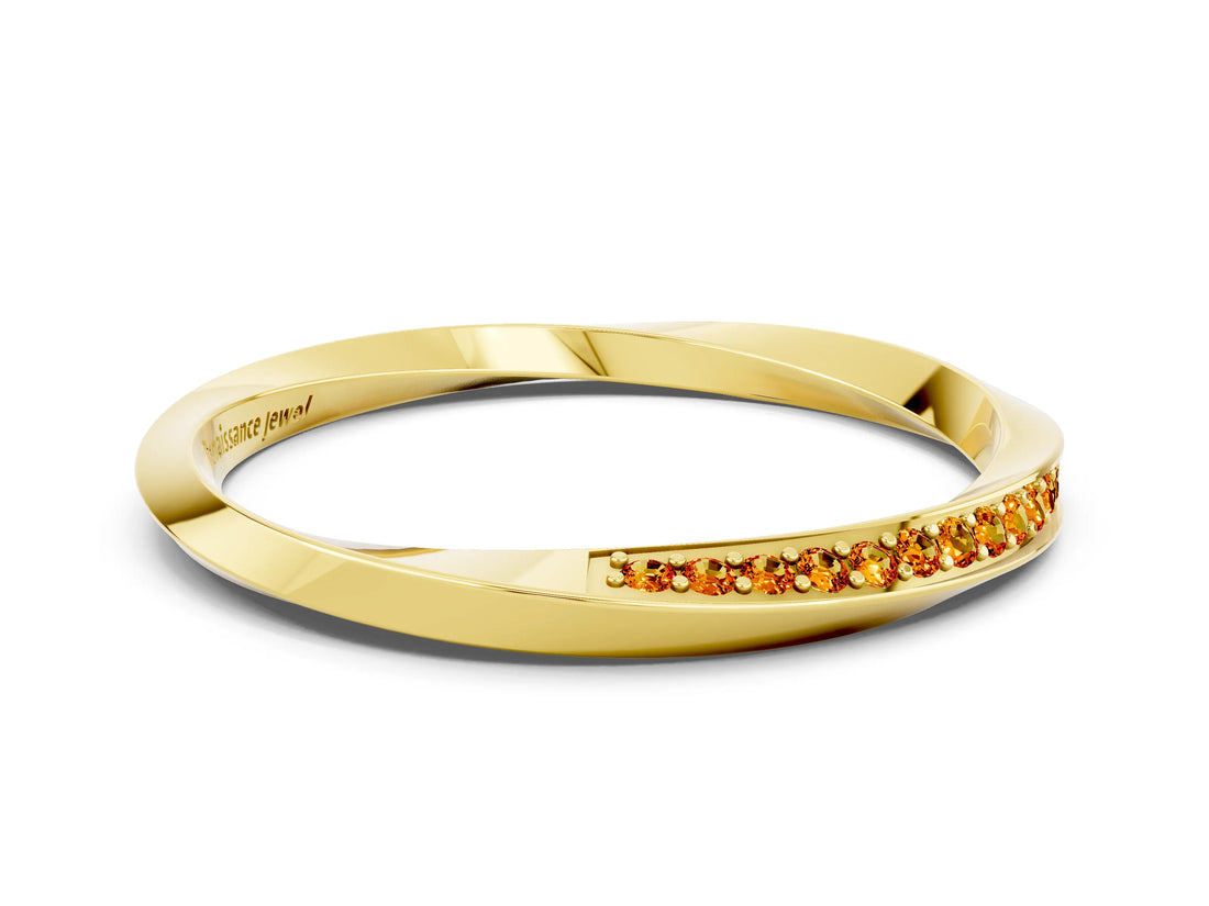 Yellow gold Pavé Round Citrine Twist Band_36