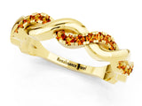 Yellow gold Pavé Round Citrine Twist Eternity Band with Shared Prong Setting_19