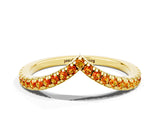 Yellow gold Pavé Round Citrine V-Shaped Chevron Band with Shared Prong Setting_6