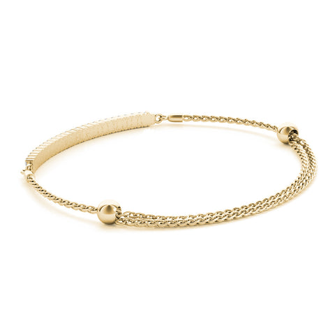 Yellow gold Pavé Round Diamond Adjustable Chain Bracelet 1