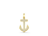 Yellow gold Pavé Round Diamond Anchor Pendant with Four-Prong Setting_29