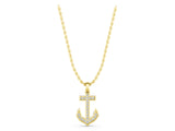 Yellow gold Pavé Round Diamond Anchor Pendant with Four-Prong Setting_30