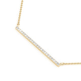 Yellow gold Pavé Round Diamond Bar Necklace with Prong Setting 1