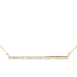Yellow gold Pavé Round Diamond Bar Necklace with Prong Setting