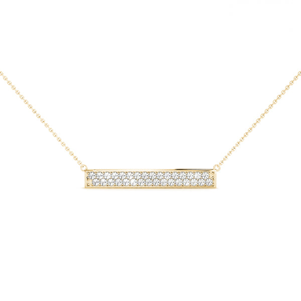 Yellow gold Pavé Round Diamond Bar Necklace