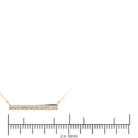 Yellow gold Pavé Round Diamond Bar Pendant 1