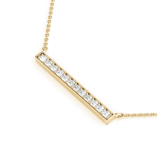 Yellow gold Pavé Round Diamond Bar Pendant