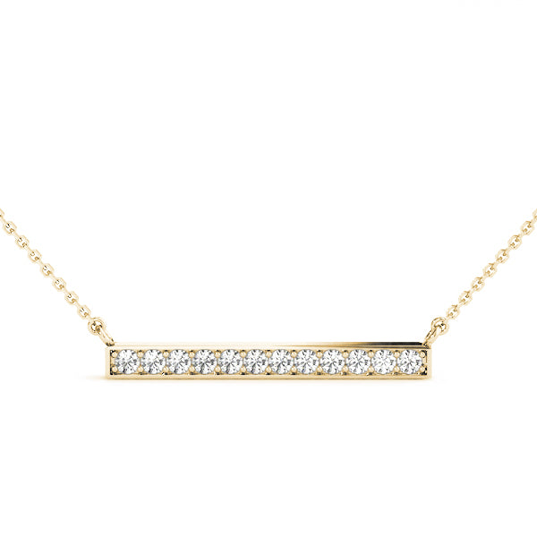 Yellow gold Pavé Round Diamond Bar Pendant