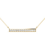 Yellow gold Pavé Round Diamond Bar Pendant