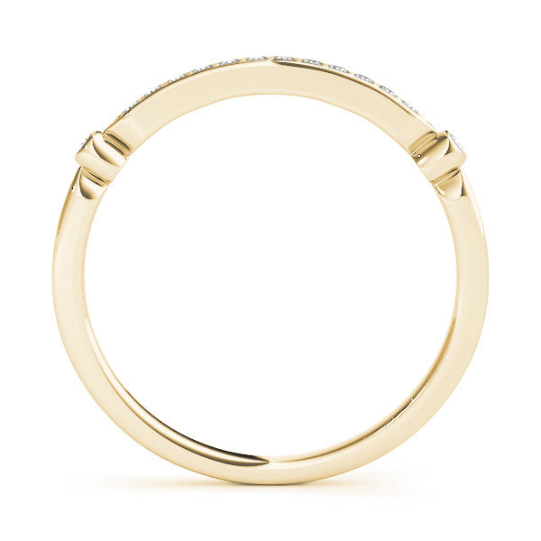 Yellow gold Pavé Round Diamond Bar Station Ring with Channel Setting 1