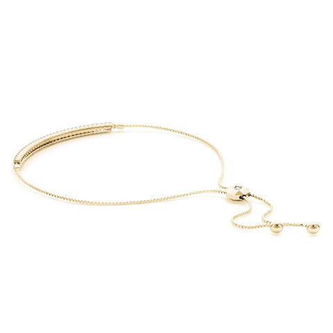 Yellow gold Pavé Round Diamond Box Chain Slider Bracelet 1