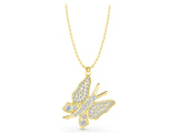 Yellow gold Pavé Round Diamond Butterfly Pendant_10