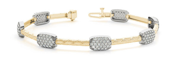 Yellow gold Pavé Round Diamond Cable Bracelet with Box Clasp
