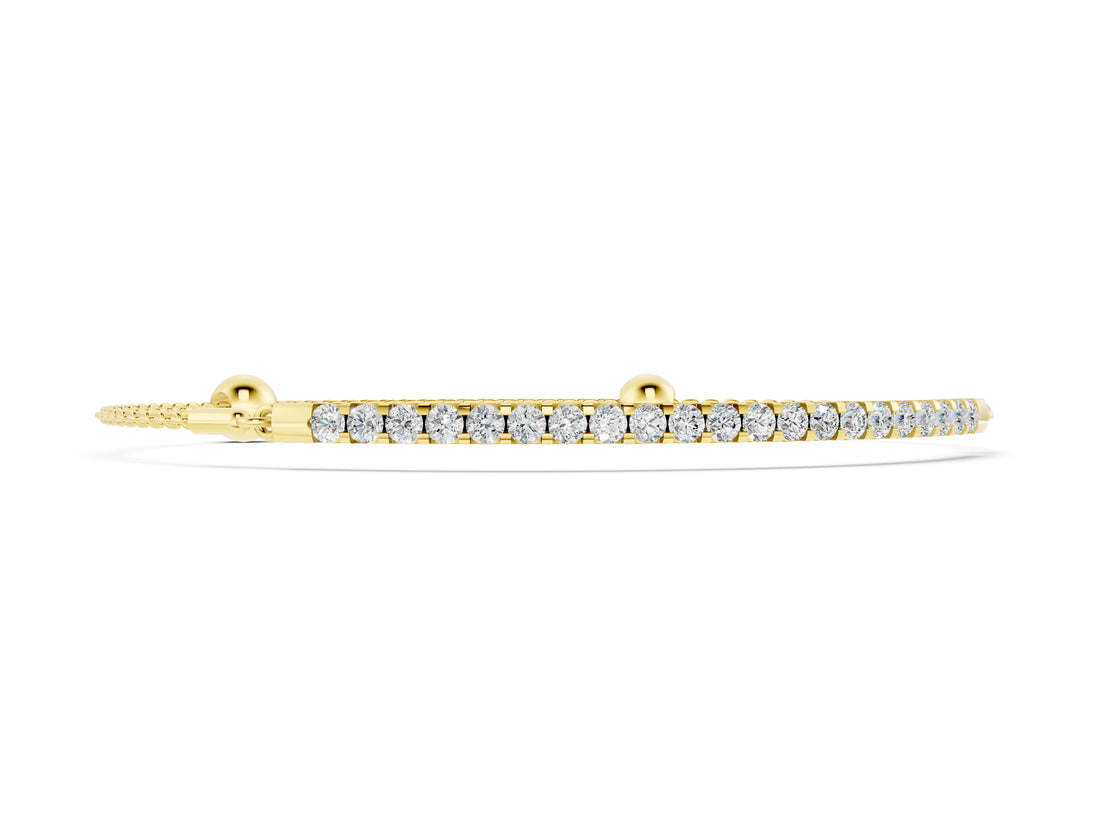 Yellow gold Pavé Round Diamond Chain Bracelet with Bezel Setting_14