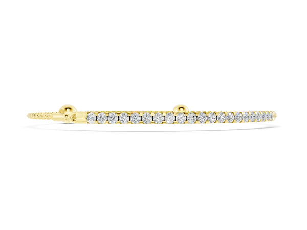 Yellow gold Pavé Round Diamond Chain Bracelet with Bezel Setting