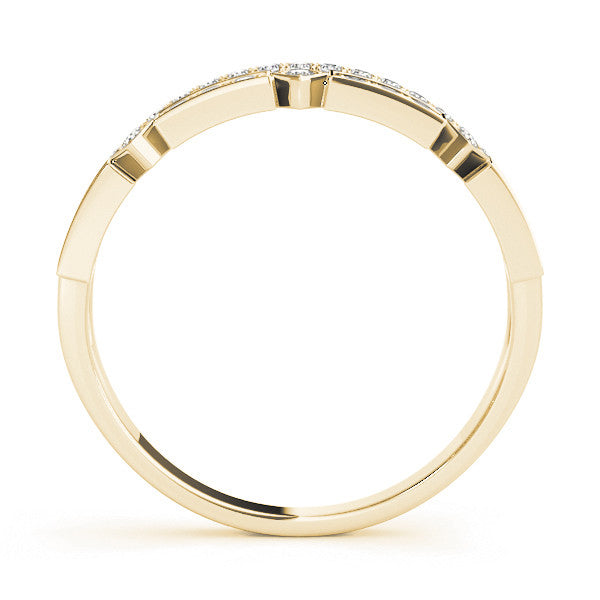 Yellow gold Pavé Round Diamond Channel Set Dual Band with Prong Setting 2
