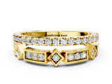 Yellow gold Pavé Round Diamond Channel Set Dual Band with Prong Setting_23