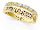 Yellow gold Pavé Round Diamond Channel Set Dual Band with Prong Setting_24