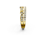 Yellow gold Pavé Round Diamond Channel Set Dual Band with Prong Setting_25