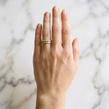 Yellow gold Pavé Round Diamond Channel Set Dual Band with Prong Setting_39