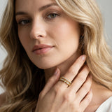 Yellow gold Pavé Round Diamond Channel Set Dual Band with Prong Setting_40