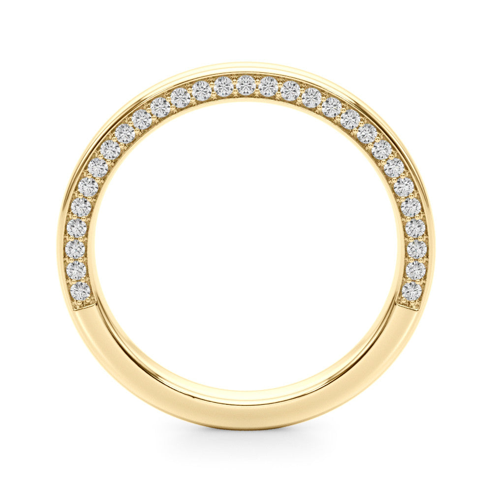 Yellow gold Pavé Round Diamond Channel-Set Platinum Band 1