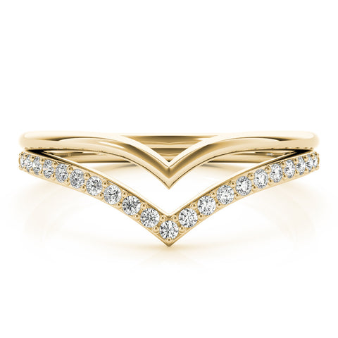 Yellow gold Pavé Round Diamond Chevron Band with Channel Setting 1