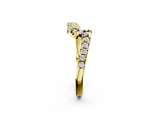 Yellow gold Pavé Round Diamond Chevron Band with Prong Setting