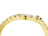 Yellow gold Pavé Round Diamond Chevron Band with Prong Setting_4