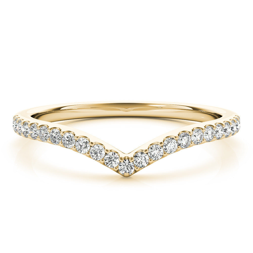 Yellow gold Pavé Round Diamond Chevron Band with Shared Prong Setting 1