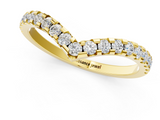 Yellow gold Pavé Round Diamond Chevron Band with Shared Prong Setting_86