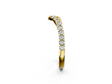 18K Yellow Gold Pavé Round Diamond Chevron Band with Shared Prong Setting
