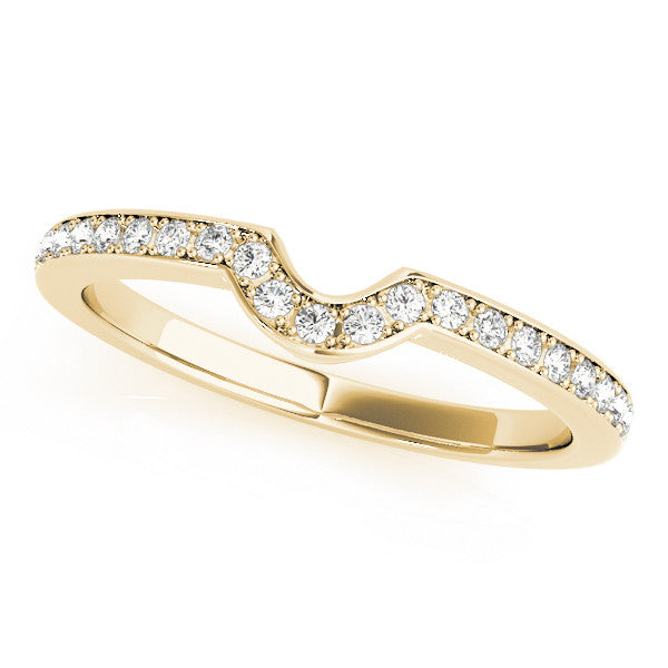 Yellow gold Pavé Round Diamond Contour Band with Channel Setting