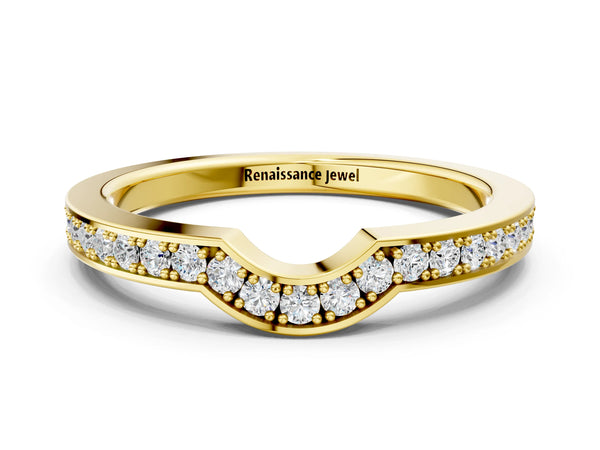 Yellow gold Pavé Round Diamond Contour Band with Channel Setting