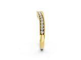 Yellow gold Pavé Round Diamond Contour Band with Milgrain Edge_4