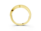 Yellow gold Pavé Round Diamond Contour Band with Milgrain Edge_5