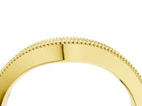 Yellow gold Pavé Round Diamond Contour Band with Milgrain Edge_6