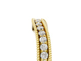 Yellow gold Pavé Round Diamond Contour Band with Milgrain Edge_7