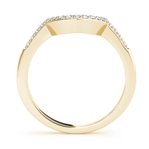 Yellow gold Pavé Round Diamond Contour Band with Prong Setting 1