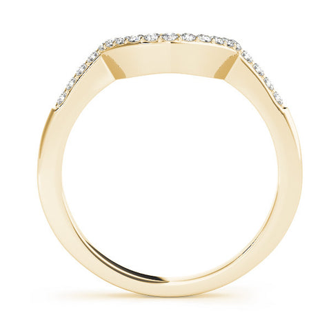 Yellow gold Pavé Round Diamond Contour Band with Prong Setting 1